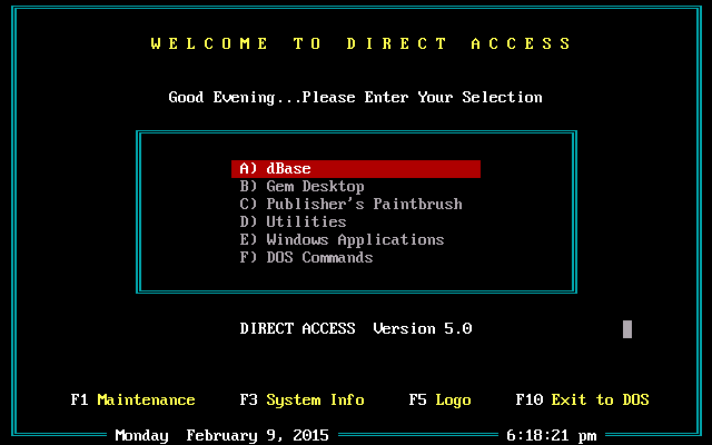 Direct Access 5 - Menu